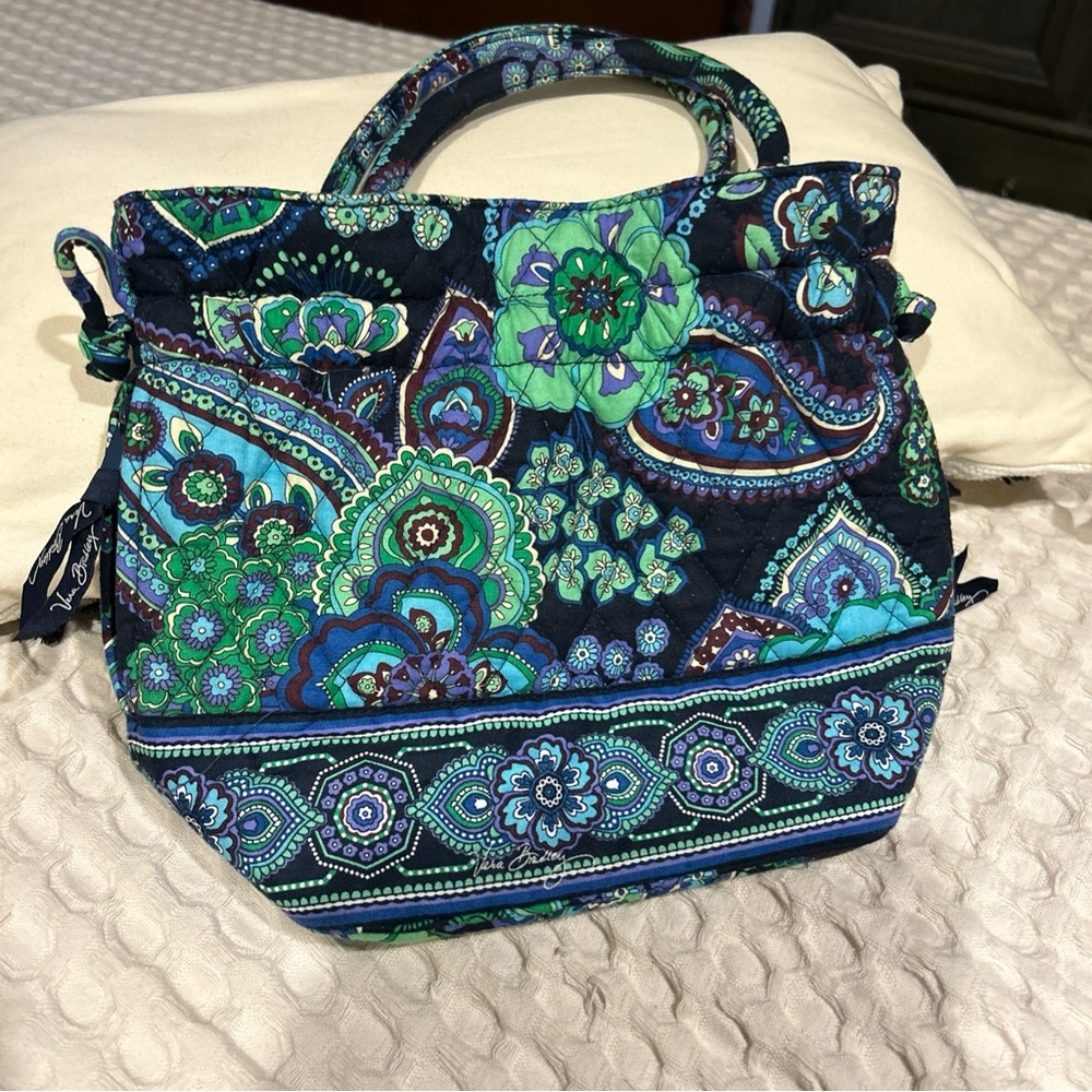 Vera Bradley Quilted Paisley Tote in Navy, Green & Teal
